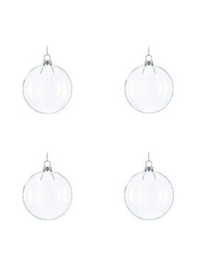 12 Clear Glass Disc Ornaments For DIY Crafts Make Market Christmas